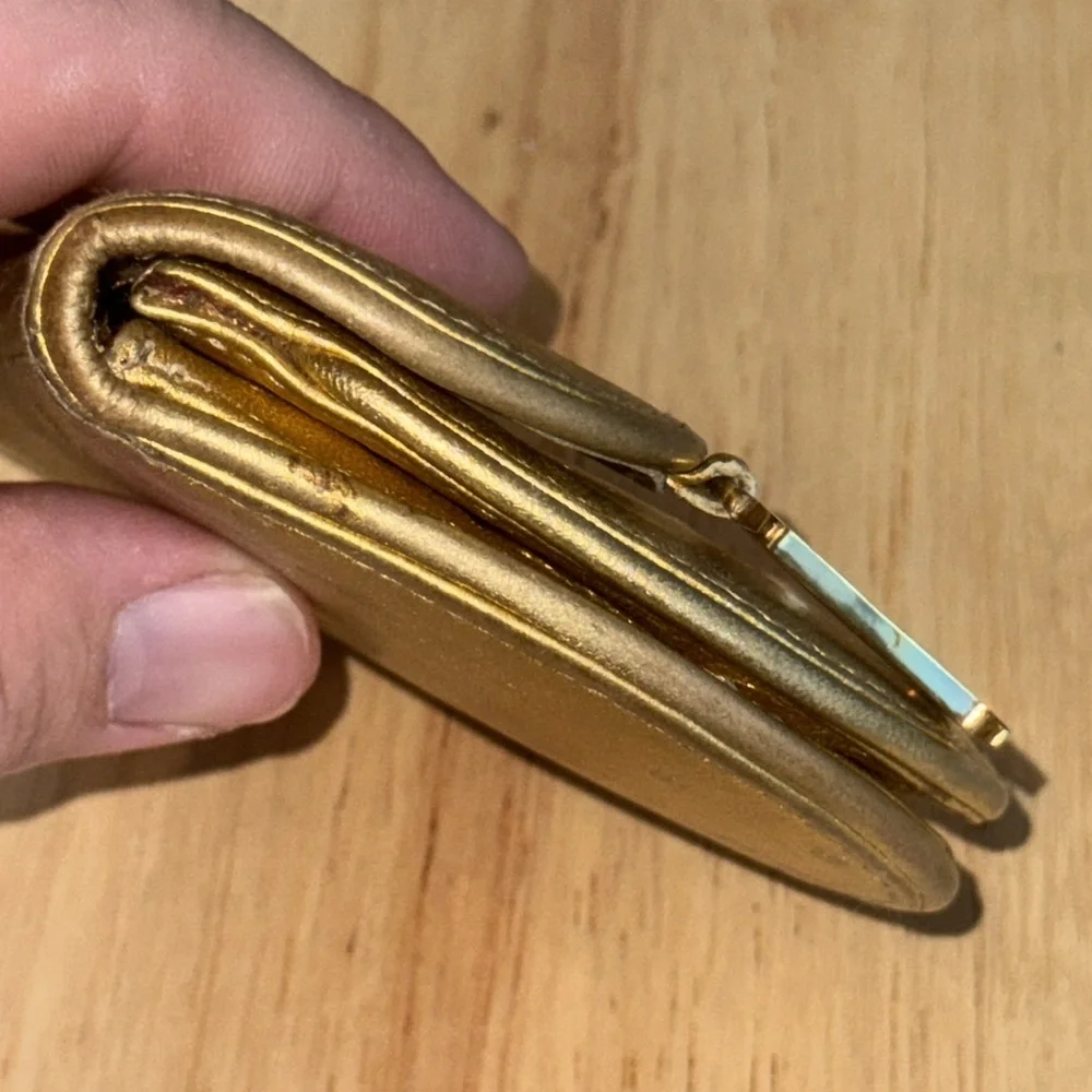 Christian Dior Gold ostrich Saddle-Shaped Pouch coin purse - Picture 5 of 10
